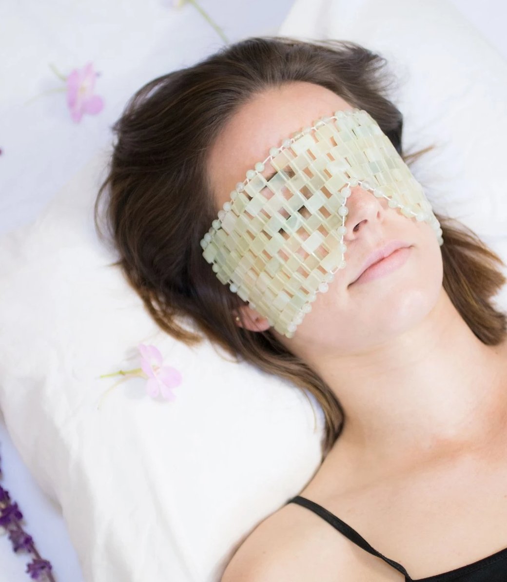 Jade and Rose Quartz Eye Mask
